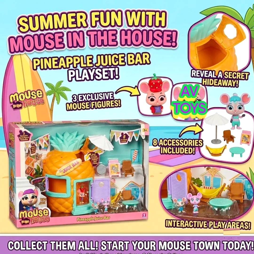 Mouse in the House Pineapple Juice Bar Playset - 3 Figures included