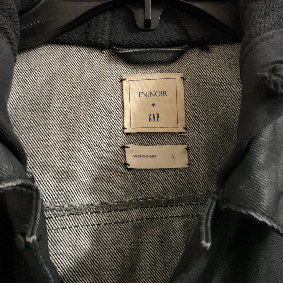 Chaqueta de mezclilla y cuero encerada Gap En Noir para hombre, motociclista, grunge, festival, grande Foto 2 de 4