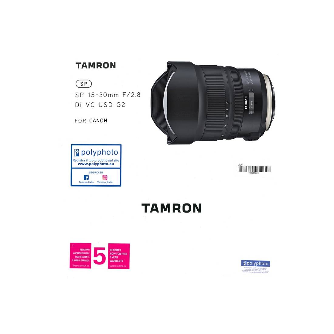 TAMRON (タムロン) SP 15-30mm F2.8 Di VC USD Tamron Obiettivo per Canon, 15-30 mm F/2.8 VC, Nero/Antracite