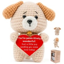 Handmade Crochet Puppy Gift   Heartfelt Message Dog with Card   Appreciation