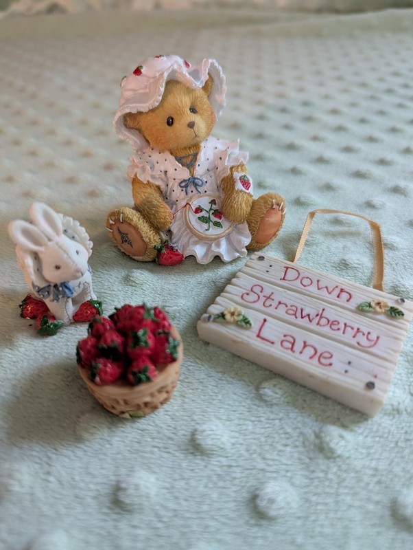 Cherished Teddies Jenna Plus Strawberry Accessories. You're Berry Special To Me.
