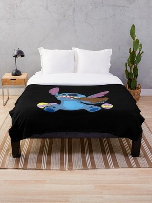Cute Stitch And Chocolate Bunny Fleece Blanket - Disney Fans Gift
