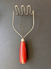 Vintage Red Handled Potato Masher-1940s