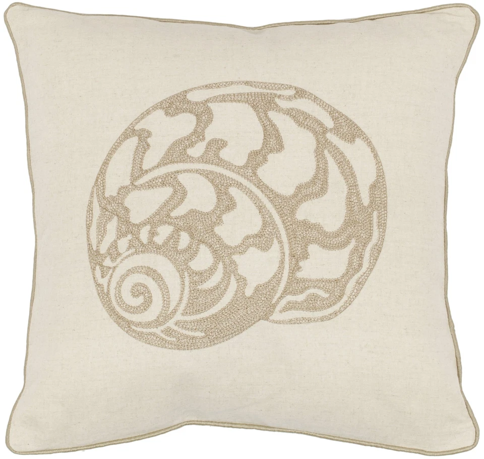 Pillow Collection PIL856A-1818-SET2 18-дюймовая подушка из морской ракушки, кремовая, набор из 2 - Изображение 3 из 3