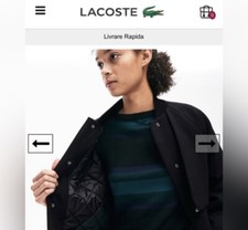 Lacoste Long Wool Crepe Bomber Jacket/coat Black Woman Size 34 (large)