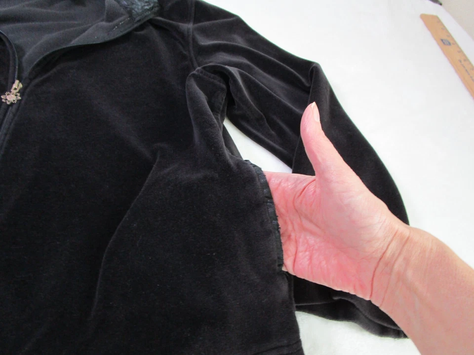 Sudadera con Capucha Bobbie Brooks Mujer Cremallera Completa 2XL Terciopelo Negro Manga Larga Bolsillos Foto 2 de 4