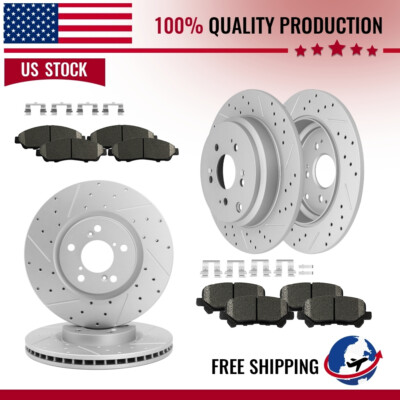 Front Rear Disc Brake Rotors +Ceramic Brake Pads For Honda Pilot 2009-2014 2015