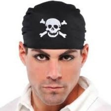 Pirate Skull Bandana - Use For Cosplay, Dress-Up, Halloween, or Theater 