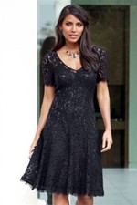£65 BNWT Next black fit n flare eyelash lace dress - Size 6 reg