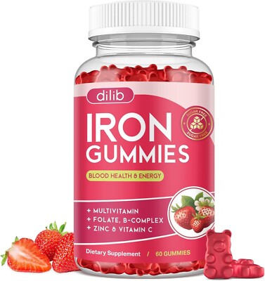 Iron Gummies with Multivitamin, Iron Supplement for Women & Men with Zinc, Vitam
