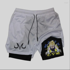 2 in 1 Vegita Anime Quick Dry Short Running Training Joggers Fitness Gym Sports