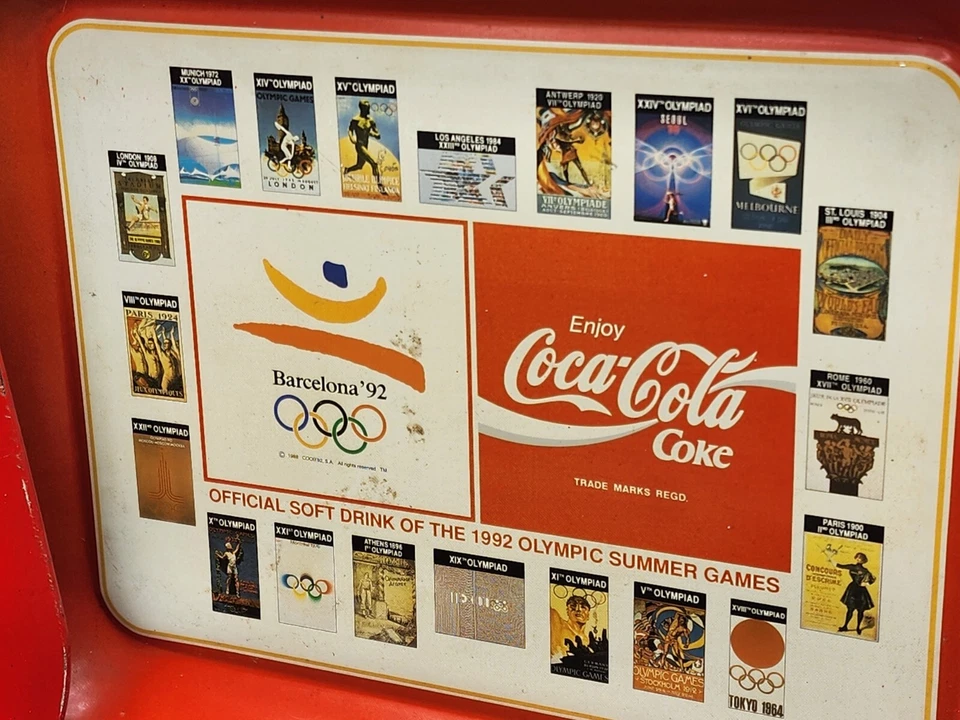 Lot of 4 Vintage Coca Cola Trays Coke Memorabilia Olympics' More 1 Round 3 Rect - Image 2 of 4