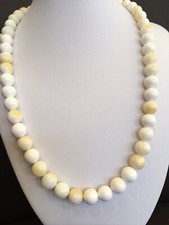Bridal White & yellow Seashell Pearl Necklace, Gold Colour Plated Claw Clasp.