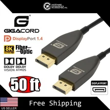50ft / 15m Long DisplayPort AOC Cable, 8K@60Hz 32.4Gbps Fiber Optic NEW