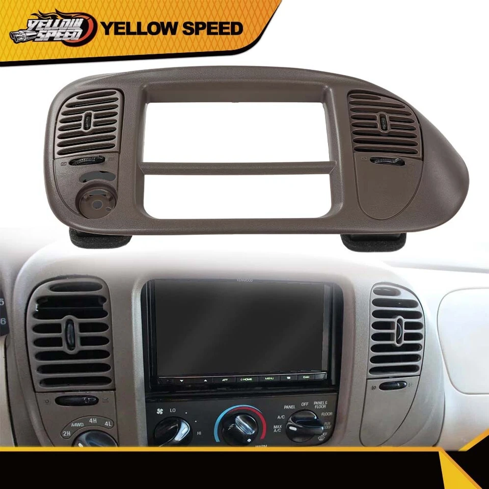 Fit For 2000-2003 Ford F150 Center Dash Radio Surround Bezel Trim Panel Brown - Image 2 of 4