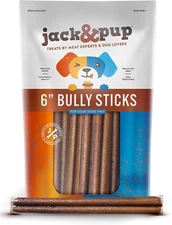 Jack&Pup 6" Bully Sticks for Dogs | Premium Odor Free Bully Sticks for Large Dog