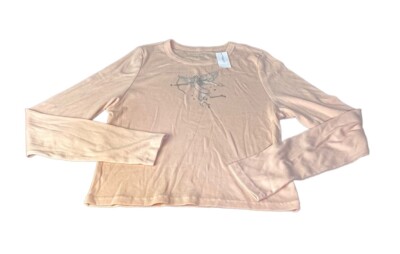 American Eagle Skull Cupid Pink Long Sleeve T Shirt Child Girls Size XXL NEW