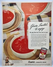 1944 Campbells Tomato Soup Campbell Kids Vintage Print Ad Man Cave Art Deco 40's