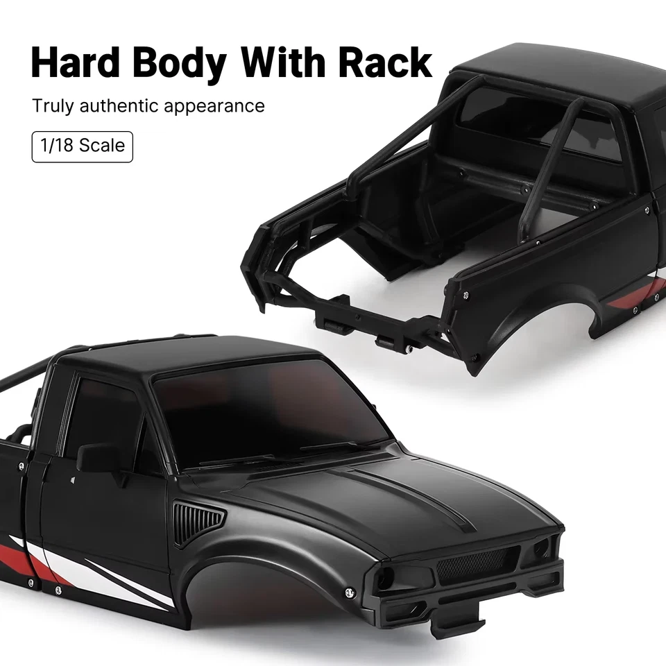 INJORA IR60 Pickup carroceria dura com rack de cama para 1/18 RC Crawler TRX4M Defen - Imagem 4 de 4