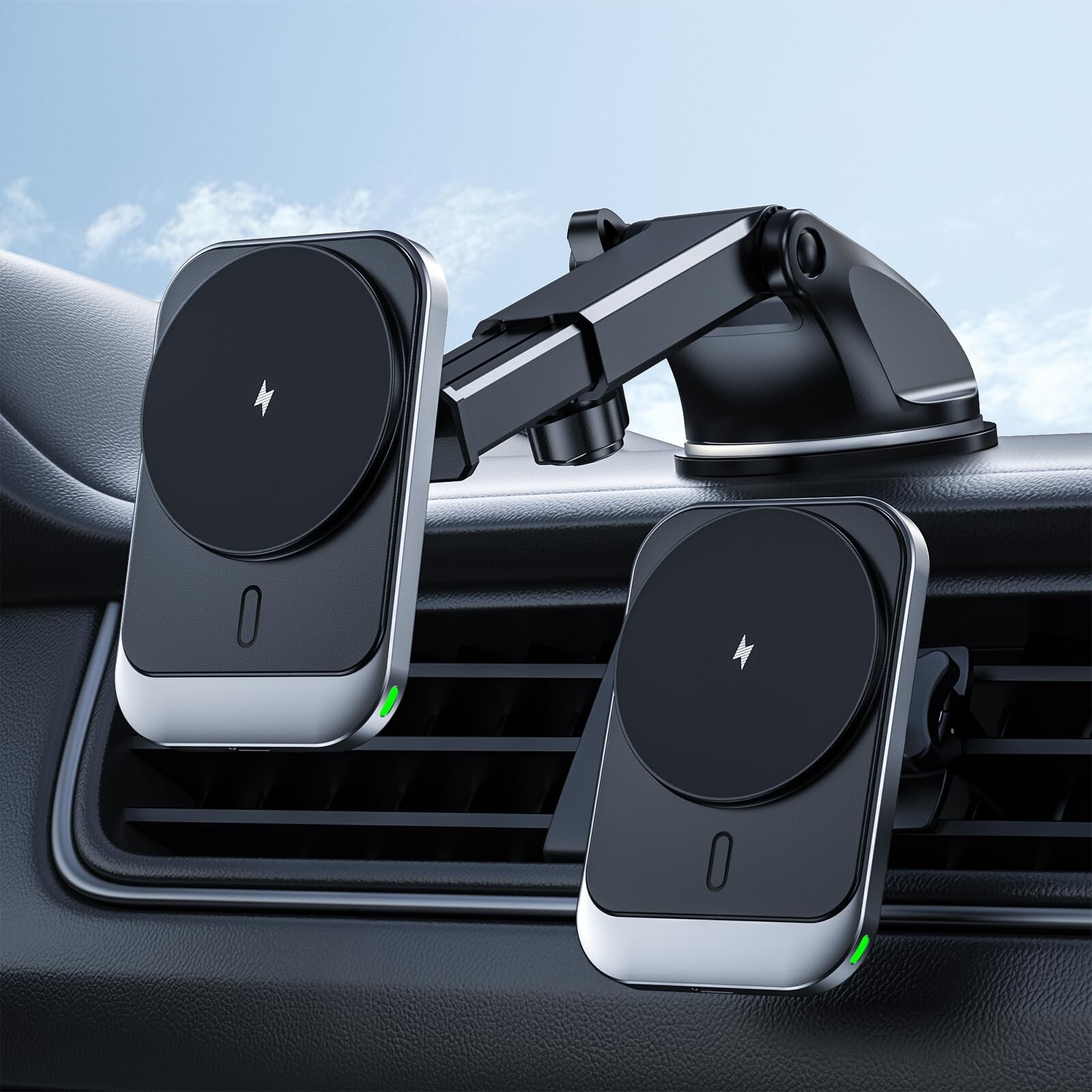 Hinyx 15W MagSafe Car Mount Charger with Magnetic Vent Mount for Wireless Charging