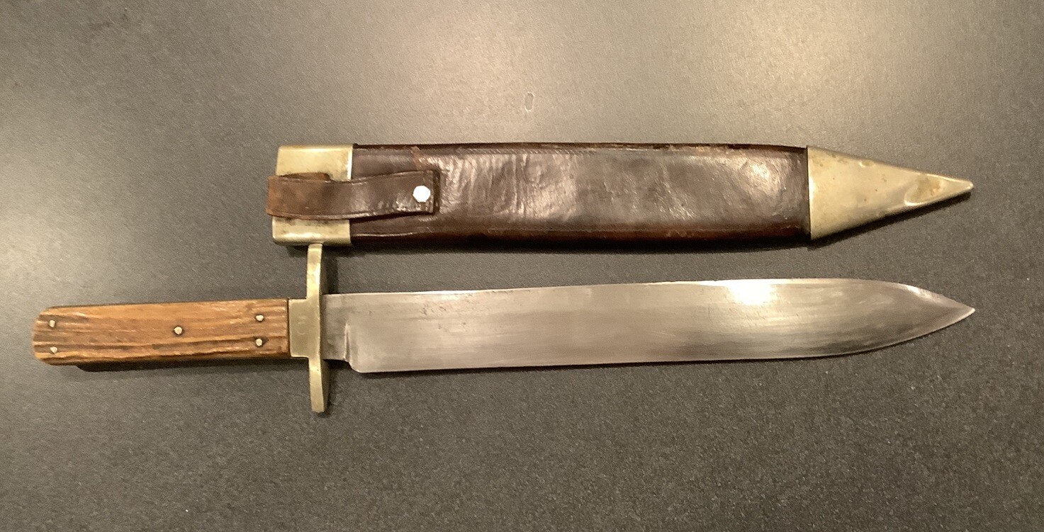 HUGE 15” ANTIQUE JOSEPH ROGERS & SONS BOWIE KNIFE WITH ORIGINAL SHEATH