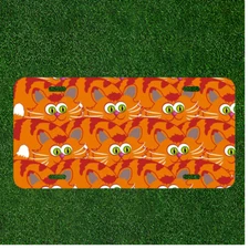 Custom Personalized License Plate Auto Tag With Orange Cat Funny Design NEW
