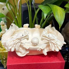 3.5'' dragon bowl Ingot Tagua Nut Reiki Healing animal Decoration sculpture 1pc