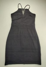 Guess Wmn's Sz 4 Black Halter Crossover Back Knit Dress Rear Zip 