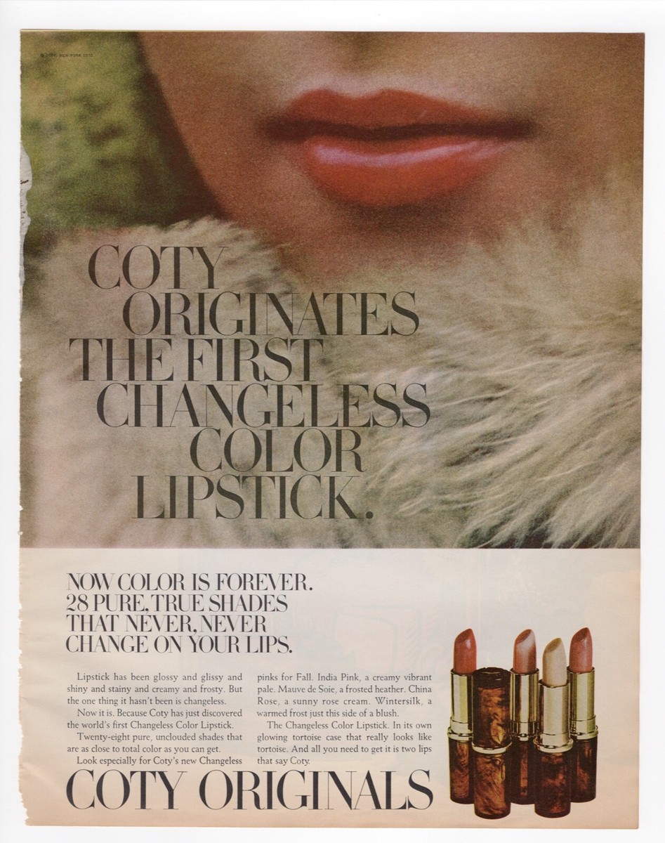 vintage 1970s large size mag print ad COTY Originals LIPSTICK
