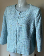Ladies Artigiano Jacket Size 16 Stylish Zip Front Long Sleeves Aquamarine 30wash