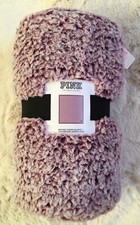 Victoria's Secret PINK Washed Purple SHERPA Blanket 50" x 60" Plush Soft NWT