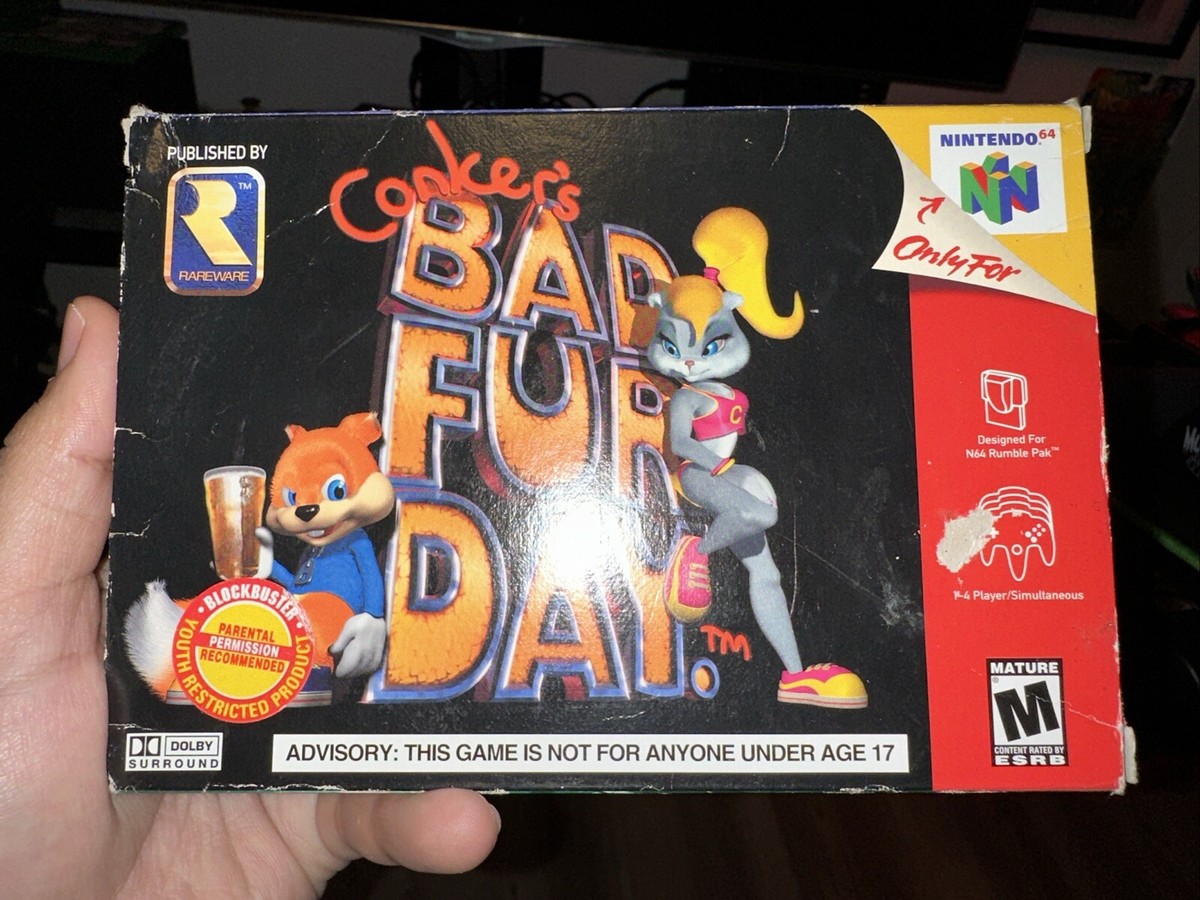 Conker's Bad Fur Day Nintendo 64 N64 Authentic SUPER RARE BLOCKBUSTER