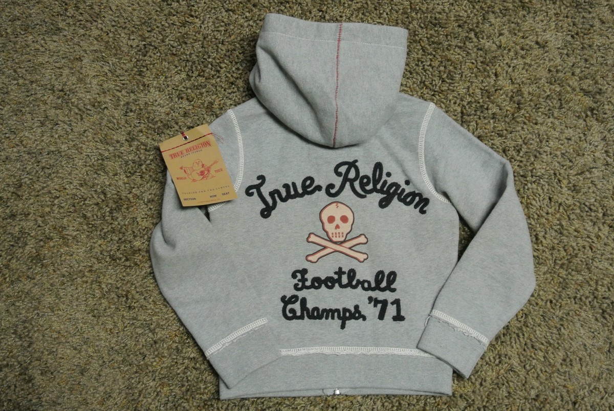 Boys TRUE RELIGION VARSITY CHAMPS Zip Hoodie Sweatshirt XS NWT$98 Skeleton!  Grey | eBay