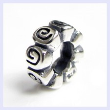 Sterling Silver Flower Rose Spiral Spacer Focal Bead For European Charm Bracelet