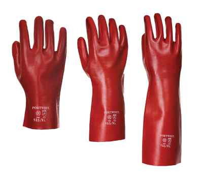 12 x Portwest PVC vollbeschichtete Stulpen Sicherheit Arbeitshandschuhe Längen 27, 35 & 45 cm