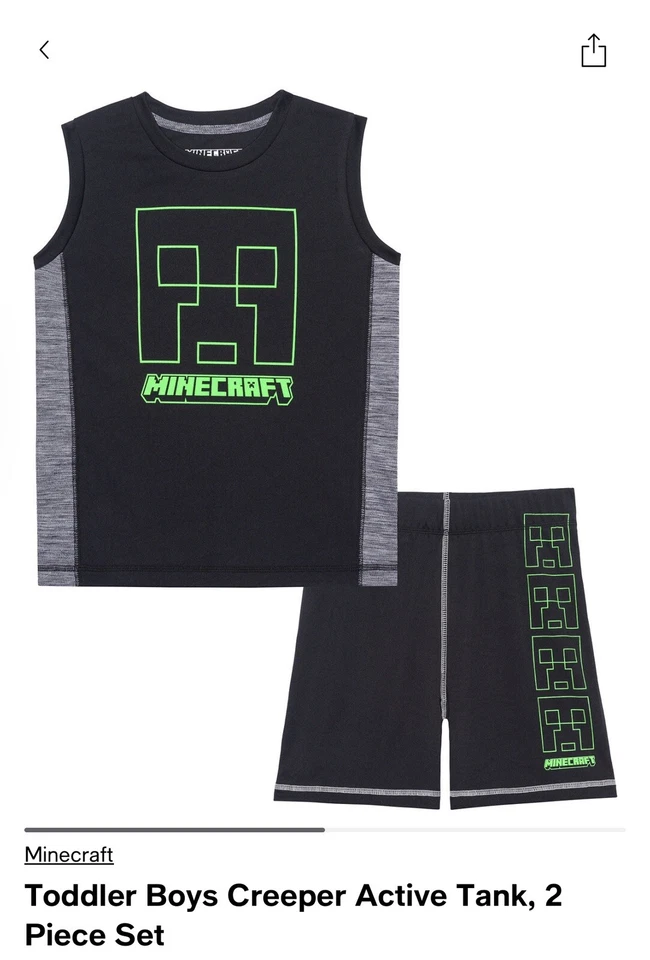 Minecraft Toddler Boys Creeper  Active Tank (Size2) , 2 pcs - Image 2 of 3