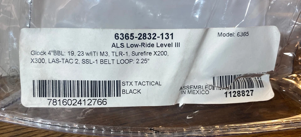 Safariland 6365 ALS/SLS Level-3 RH Duty Holster GLOCK 19 23 ( GEN 1-4 ) w/ LIGHT - Image 2 of 4