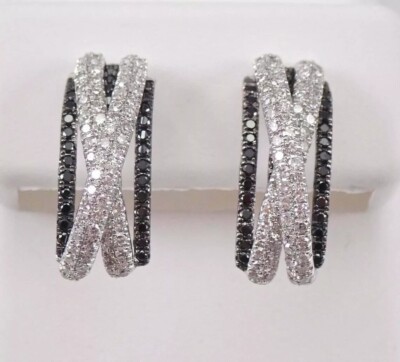 2 Ct Round Cut Lab-Created Diamond Half Hoop Earrings 14K White Gold Plated