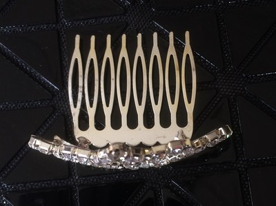 Peigne Barrette Diademe Argent Strass à Cheveux Coiffure Mariage Communion  cm