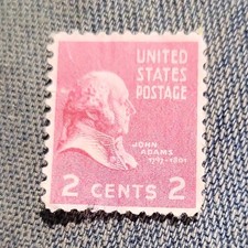 John Adams 2 Cent Red Mint Hinged US Postage Stamp Historical Figure