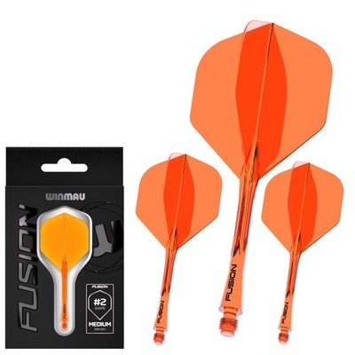Darts Fusion Integrated Flight & Shaft System  No.2 Shape & Design  Orange Fa...