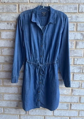 Abercrombie & Fitch Long Sleeve Button Up Tie Waist Shirt Dress Women's  Size M | eBay