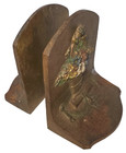 ANTIQUE BRADLEY HUBBARD CAST IRON FLOWER GARDEN PLANT BASKET BOW SET 2 BOOKENDS — photo 4