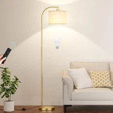 Arc Floor Lamp with Remote and Stepless Dimmable Bulb Colors Temperature & Br...