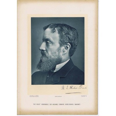 SIR MICHAEL EDWARD HICKS-BEACH konservativer Politiker antike Fotografie um 1895