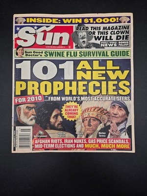 Sun Magazine November 9 2009 101 Prophecies Weekly World News Swine Flu