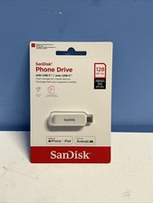 SanDisk Phone Drive USB-C 128GB White for iPhone/iPad/Android, Keyring Hole