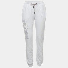 Roberto Cavalli Sport White Logo Print Cotton Joggers M