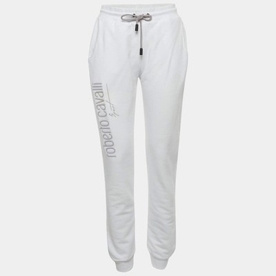 Roberto Cavalli Sport Jogginghose Sport Weiß Logo Print Baumwolle M