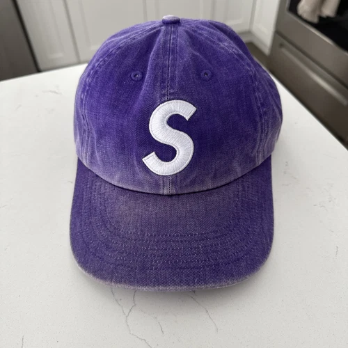 Casquette chapeau Supreme Pigment Print logo S 6 panneaux violet SS20 doucement utilisée